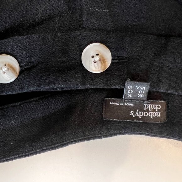 Nobody's Child Black Linen-blend Parker Wide Leg Trousers - US10 - Picture 5 of 7